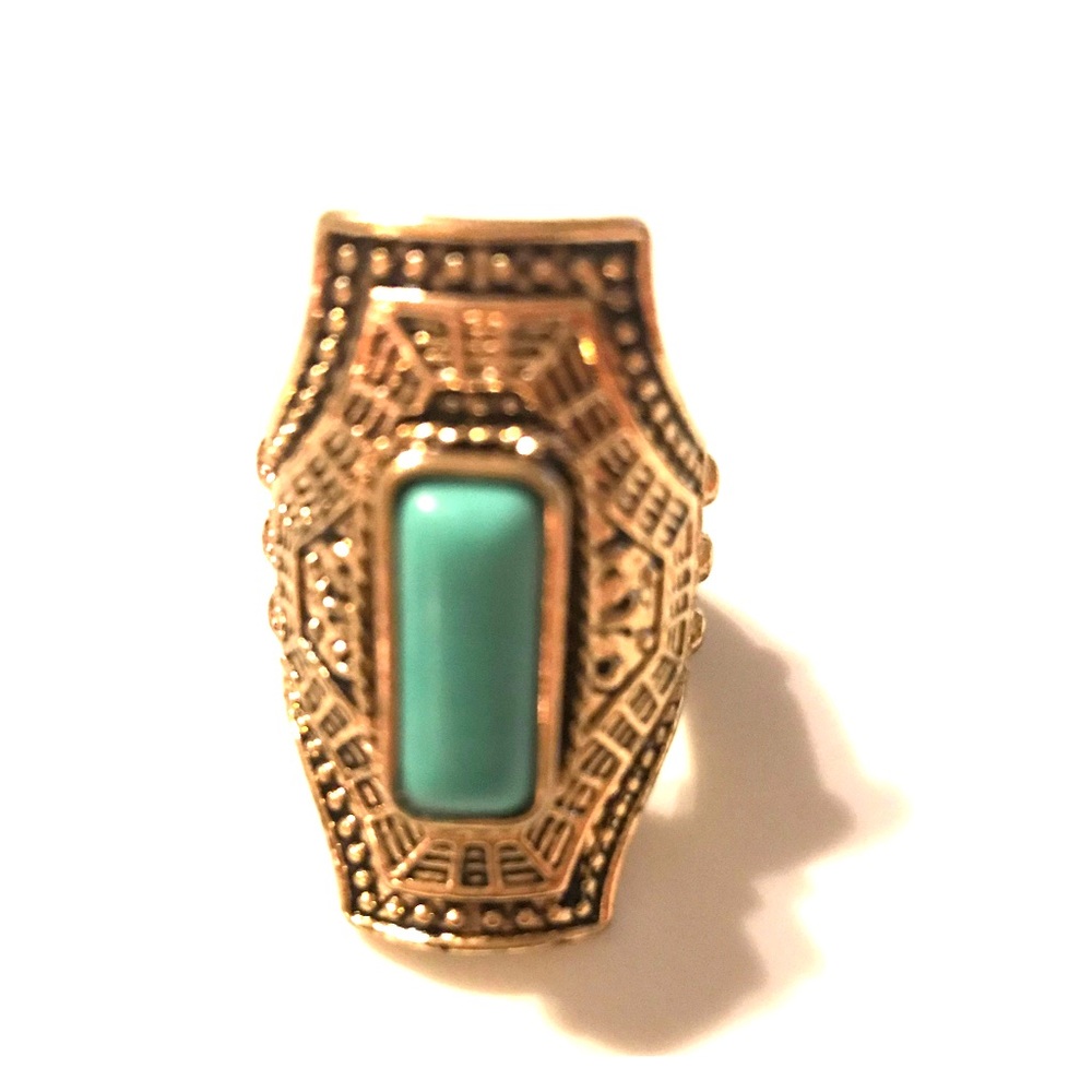 Super cute gold and turquoise fashion ring